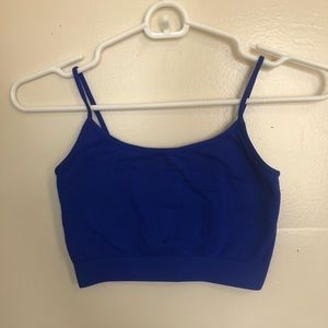 Bright blue spandex bra